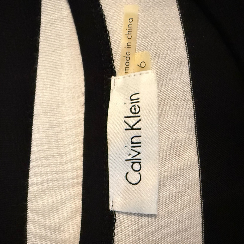 CALVIN KLEIN Black and White Striped Sleeveless Dress - Picture 5 of 6